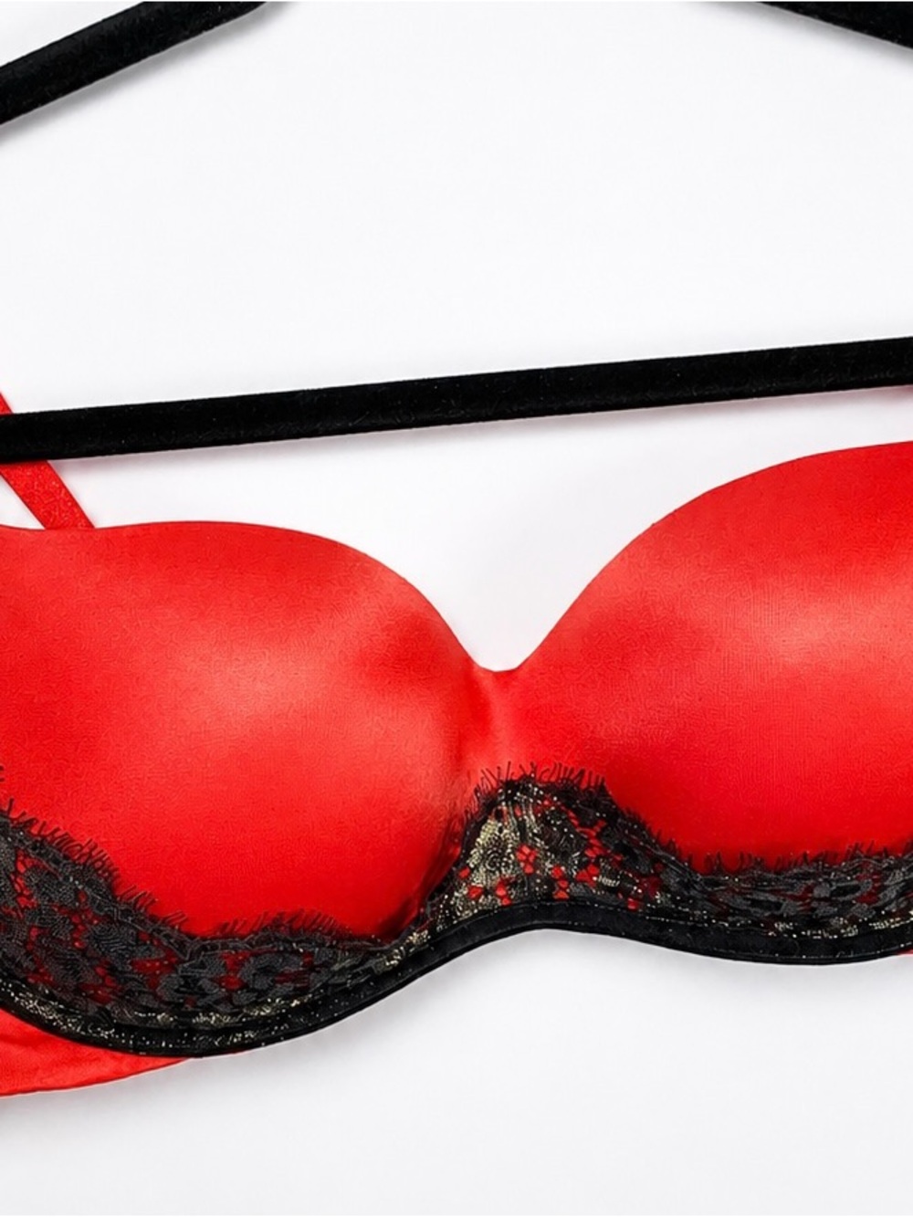 Victoria's Secret Red Bra with Black Lace Trim